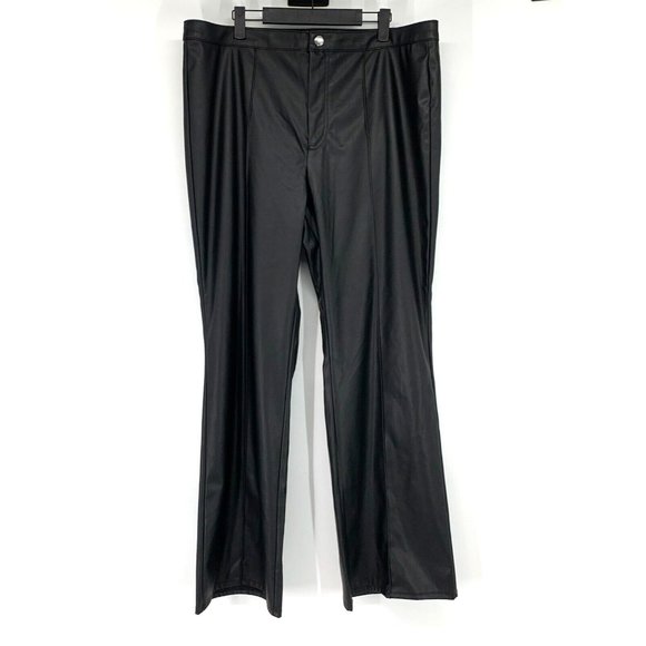 Wild Fable Pants Black Faux Leather Flare High Rise NWT - Picture 2 of 9